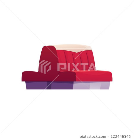 Red double sofa flat vector icon, leather couch on both sides, retro lounge furniture interior design cafe, restaurant 122446545