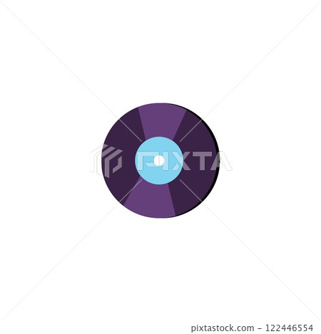 Vintage vinyl record with blue label flat icon, old CDs, music disk, vector record for gramophone or dj studio equipment Vintage vinyl record with blue label flat icon, old CDs, music disk, vector record for gramophone or dj studio equipment 122446554