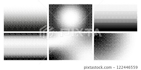 Illustration of a set of black and white raster pixel backgrounds with linear and radial gradients. Illustration of a set of black and white raster pixel backgrounds with linear and radial gradients. 122446559