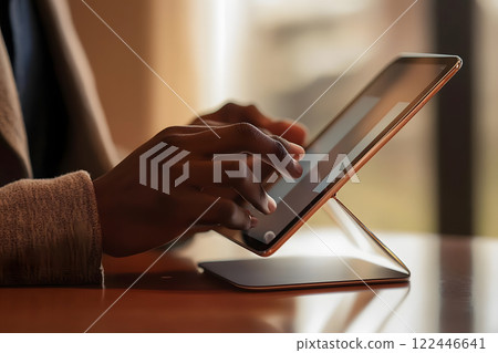 操作平板電腦的商務人士的手 122446641