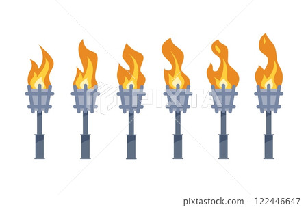 Set of burning torches. Set of burning torches. 122446647