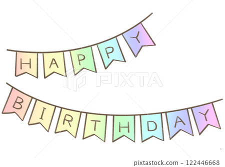 生日快樂彩虹漸層花環手繪插畫 生日快樂彩虹漸層花環手繪插畫 122446668