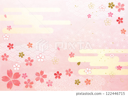 櫻花和日本圖案背景 122446715
