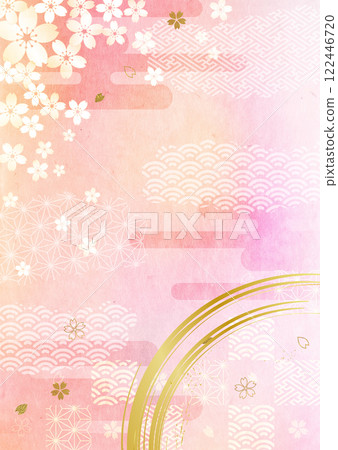 櫻花和日本圖案背景 122446720