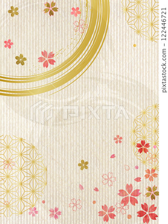Cherry blossom and Japanese pattern background 122446721