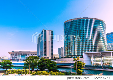 Yokohama cityscape in Japan - A view of the bustling K Arena and other attractions from January 15, 2020, the first confirmed case in Japan since the coronavirus outbreak in 2015. 122446765