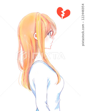 Broken-hearted woman, side view 122446954