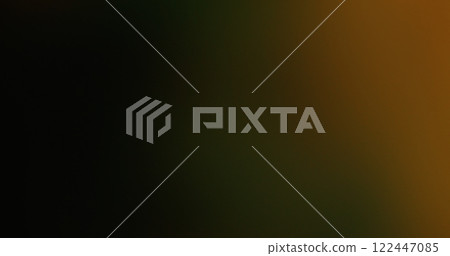 Defocused gradient glow. Light leak. Yellow orange brilliant radiant color sparks moving on dark blurred modern background with bokeh effect. 122447085