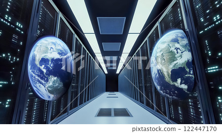The Heart of the Future Earth: An Inside Look at a Modern Data Center 122447170