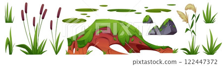 Wetland nature elements set Wetland nature elements set 122447372