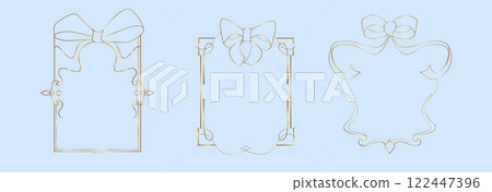 Golden coquette frames with delicate ribbon bows Golden coquette frames with delicate ribbon bows 122447396