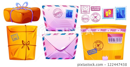 Letters, postage stamps and parcels set 122447438