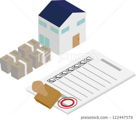 Isometric mortgage approved image material 122447578
