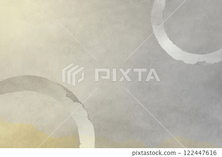 在銀色日本紙上用毛筆繪製的戒指圖案 - 紋理材料 122447616