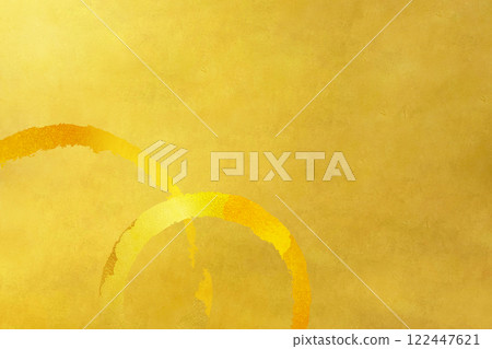 Shiny gold washi paper with a circular brush design Japanese texture material Shiny gold washi paper with a circular brush design Japanese texture material 122447621