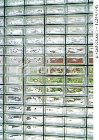 Glass Block Wall with Light Reflection - Modern Architectural Design 122447745