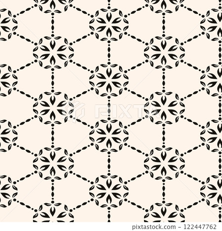 Abstract simple floral gothic style seamless pattern. Elegant minimal monochrome stylish background. Perfect for textile, wallpaper and fabrics. Abstract simple floral gothic style seamless pattern. Elegant minimal monochrome stylish background. Perfect for textile, wallpaper and fabrics. 122447762