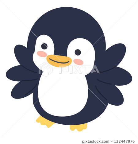 Happy bird penguin pretending to fly 122447976