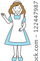 Illustration material: Illustration material: A maid-style shop assistant raising her hand to guide the customer_full body 122447987
