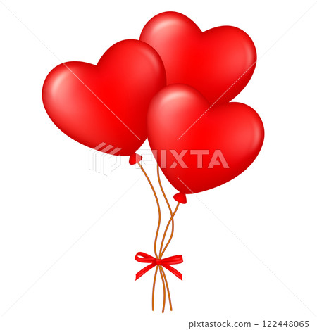 Red Heart Shaped Balloons, isolated on a transparent background. Happy Valentine's day. Vector illustration Red Heart Shaped Balloons, isolated on a transparent background. Happy Valentine's day. Vector illustration 122448065