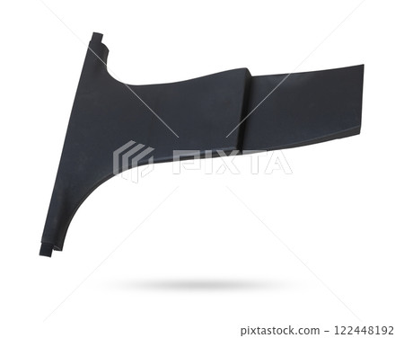 Black central pillar trim - car interior part and element on white isolated background. Auto service industry. Spare parts catalog. 122448192