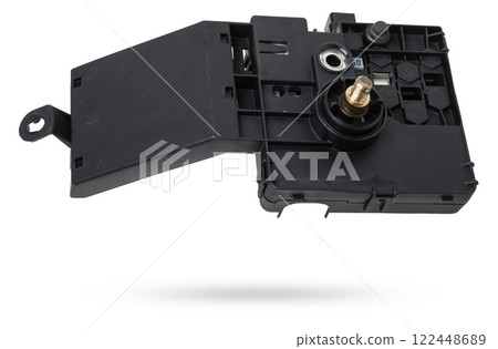Automotive fuses box in different colors and each color is responsible for the specific value of the protection defined in amperes. Catalog of spare parts. 122448689
