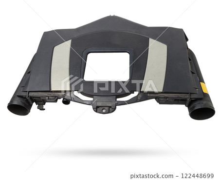 Filter housing for cleaning the intake manifold of the car engine made of black plastic for air conditioning and prevent dust from entering passenger compartment. Sale spare parts for auto-parsing. 122448699