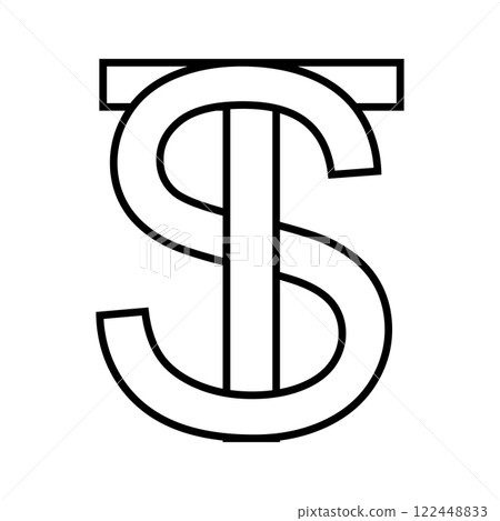Logo sign st ts icon, double letters logotype t s 122448833