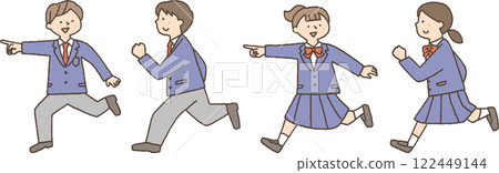 穿著校服的男女並肩奔跑 122449144