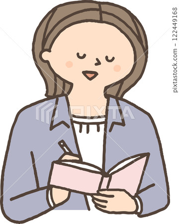 A woman taking a note 122449168