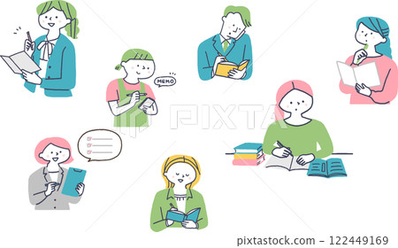 Illustration set of various people taking notes Illustration set of various people taking notes 122449169