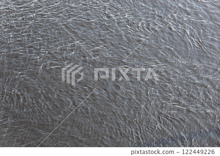 Water texture with light ripples on the surface. Calm water with small waves and light reflections creating an interesting visual effect. Background, texture or design element. 122449226