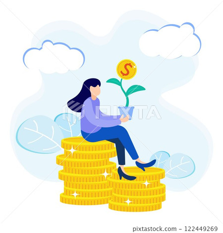 Illustration vector graphic cartoon character of investment 122449269
