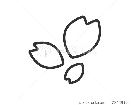 Illustration of cherry blossom petal icon (line drawing) 122449391