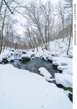 "Aomori Prefecture" Snowy scenery of Oirase Gorge in winter 122449446