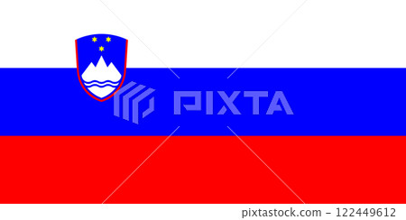 Official national flag of Slovenia. Flag of the Republic of Slovenia. Correct proportions and colors. Vector illustration 122449612