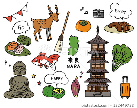 Nara hand drawn illustration set 122449758