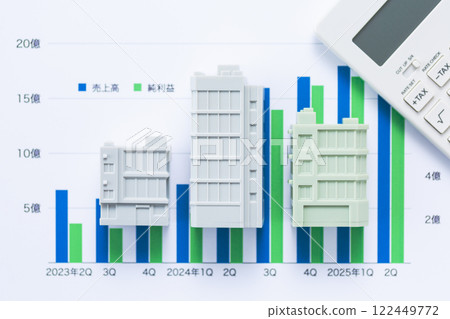 公司業績圖表和企業建築和計算器 公司業績圖表和企業建築和計算器 122449772