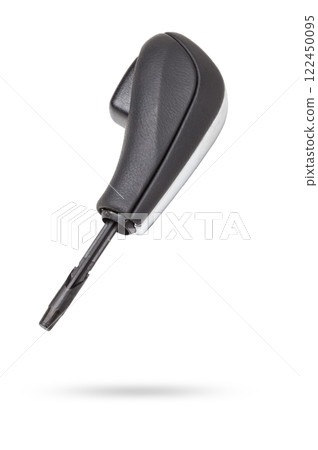 gear lever knob with chrome elements and a black leather sleeve. gear lever knob with chrome elements and a black leather sleeve. 122450095