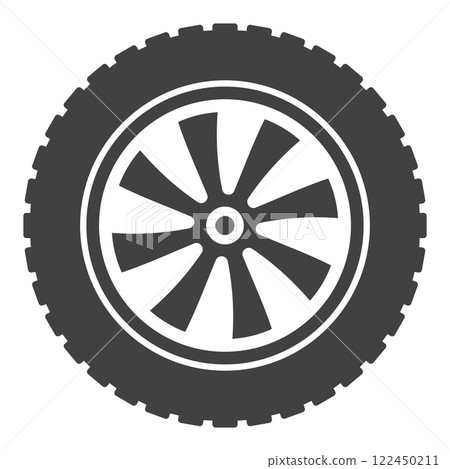 Tire and wheel vector icon - Car rim vector minimal sign Tire and wheel vector icon - Car rim vector minimal sign 122450211