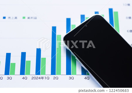 公司業績圖表和智慧型手機 122450683