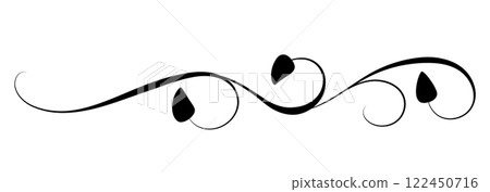 Floral ornament with leaves and abstract lines. Graceful element for decor and greeting or invitation card design Floral ornament with leaves and abstract lines. Graceful element for decor and greeting or invitation card design 122450716