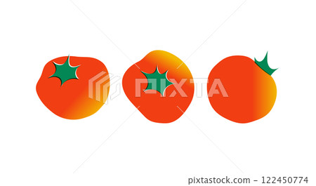 Set of red tomatoes. Collection of summer vegetables in risograph style 122450774