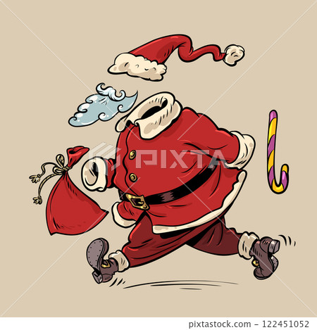 Santa Claus costume for New Year Christmas. Delivery of New Year gifts worldwide. Props for actors and animators for New Year as Santa. Santa Claus costume for New Year Christmas. Delivery of New Year gifts worldwide. Props for actors and animators for New Year as Santa. 122451052