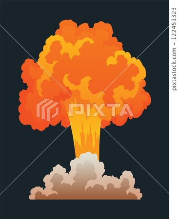 Explosion animation. Animation for game of the explosion effect. Cartoon animation for game. Exploding effect. Hand drawn vector illustration 122451323