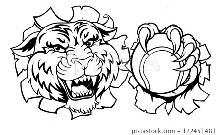 Tiger Tennis Ball Animal Sports Team Mascot Tiger Tennis Ball Animal Sports Team Mascot 122451481