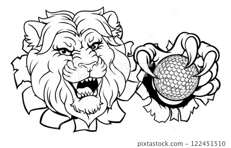 Lion Golf Animal Sports Team Mascot Lion Golf Animal Sports Team Mascot 122451510