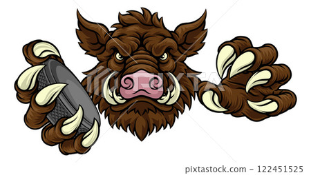 Boar Wild Hog Razorback Warthog Pig Hockey Mascot Boar Wild Hog Razorback Warthog Pig Hockey Mascot 122451525