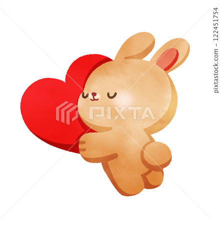 Happy brown rabbit with valentines day Happy brown rabbit with valentines day 122451754