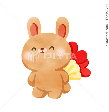Happy brown rabbit with valentines day 122451755